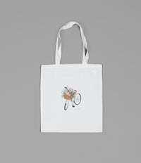 Skateboard Cafe Flower Basket Tote Bag - White