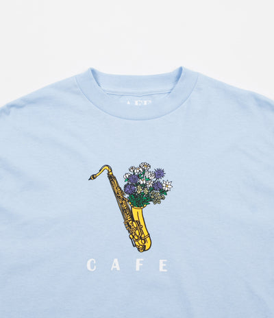 Skateboard Cafe Sax Flowers Long Sleeve T-Shirt - Blue