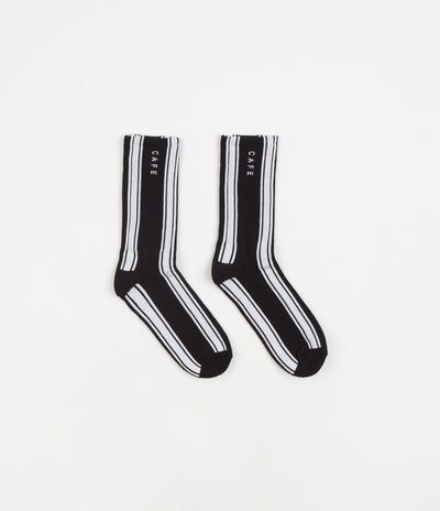 Skateboard Cafe Stripe Hi Socks - Black / White