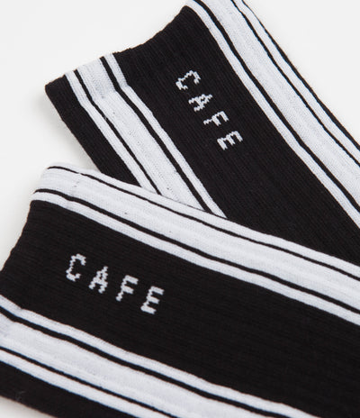 Skateboard Cafe Stripe Hi Socks - Black / White