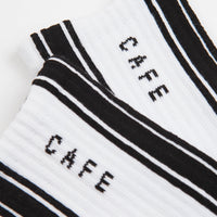 Skateboard Cafe Stripe Hi Socks - White / Black thumbnail