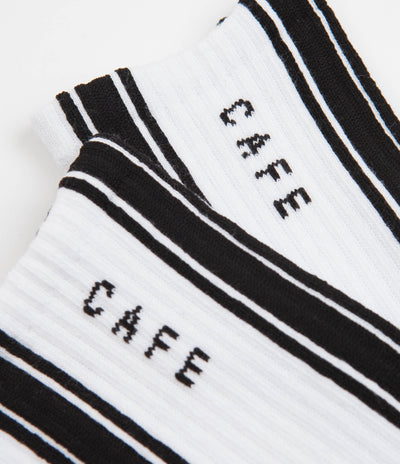 Skateboard Cafe Stripe Hi Socks - White / Black