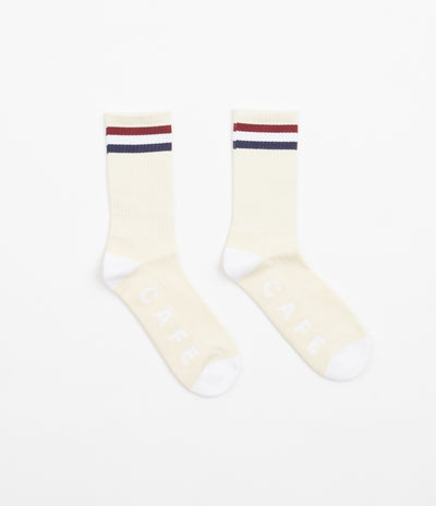 Skateboard Cafe Stripe Socks - Cream