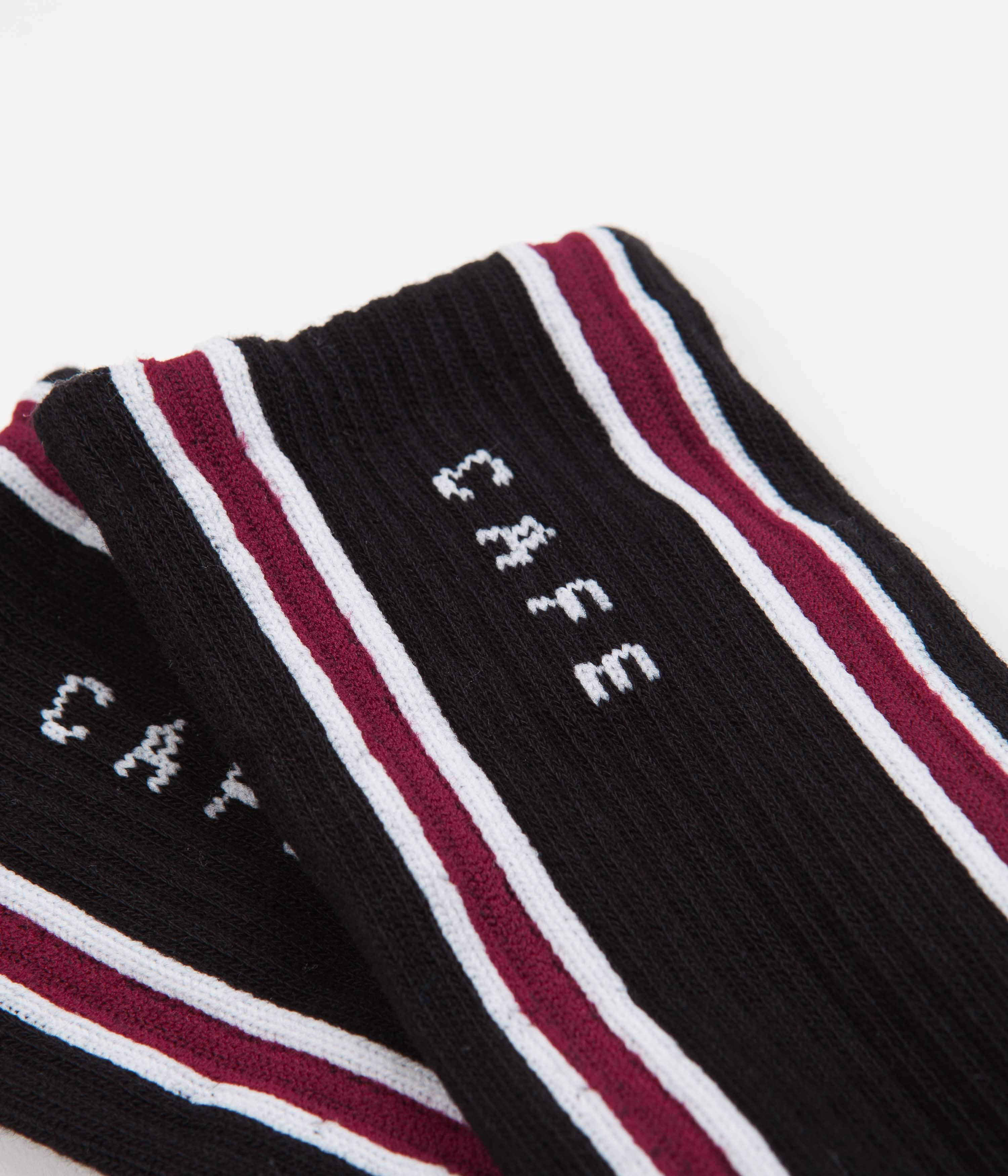 Skateboard Cafe Vertical Stripe Socks - Black / Burgundy / White | Flatspot