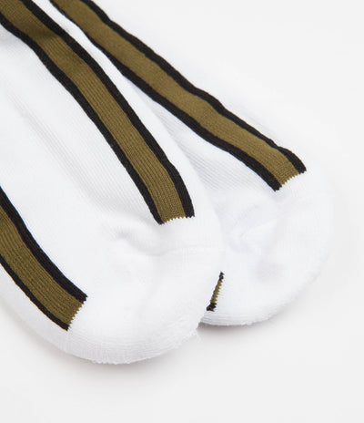 Skateboard Cafe Vertical Stripe Socks - White / Olive / Black