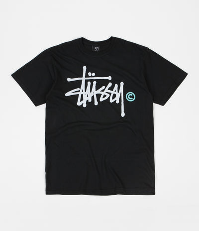 Stussy Basic Logo Pigment Dyed T-Shirt - Black