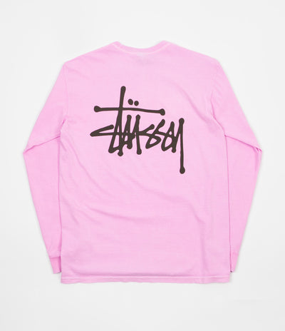 Stussy Basic Stussy Pigment Dyed Long Sleeve T-Shirt - Pink