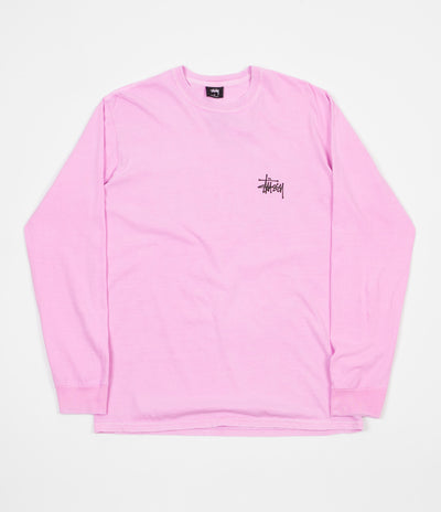 Stussy Basic Stussy Pigment Dyed Long Sleeve T-Shirt - Pink