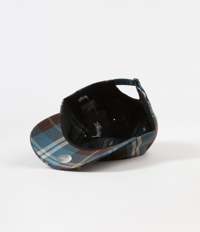 Stussy Big Logo Madras Plaid Low Pro Cap - Blue