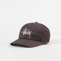 Stussy Big Logo Striped Low Pro Cap - Charcoal thumbnail