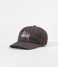 Stussy Big Logo Striped Low Pro Cap - Charcoal