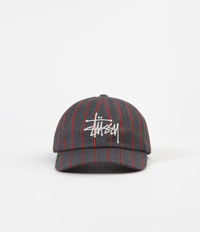 Stussy Big Logo Striped Low Pro Cap - Charcoal