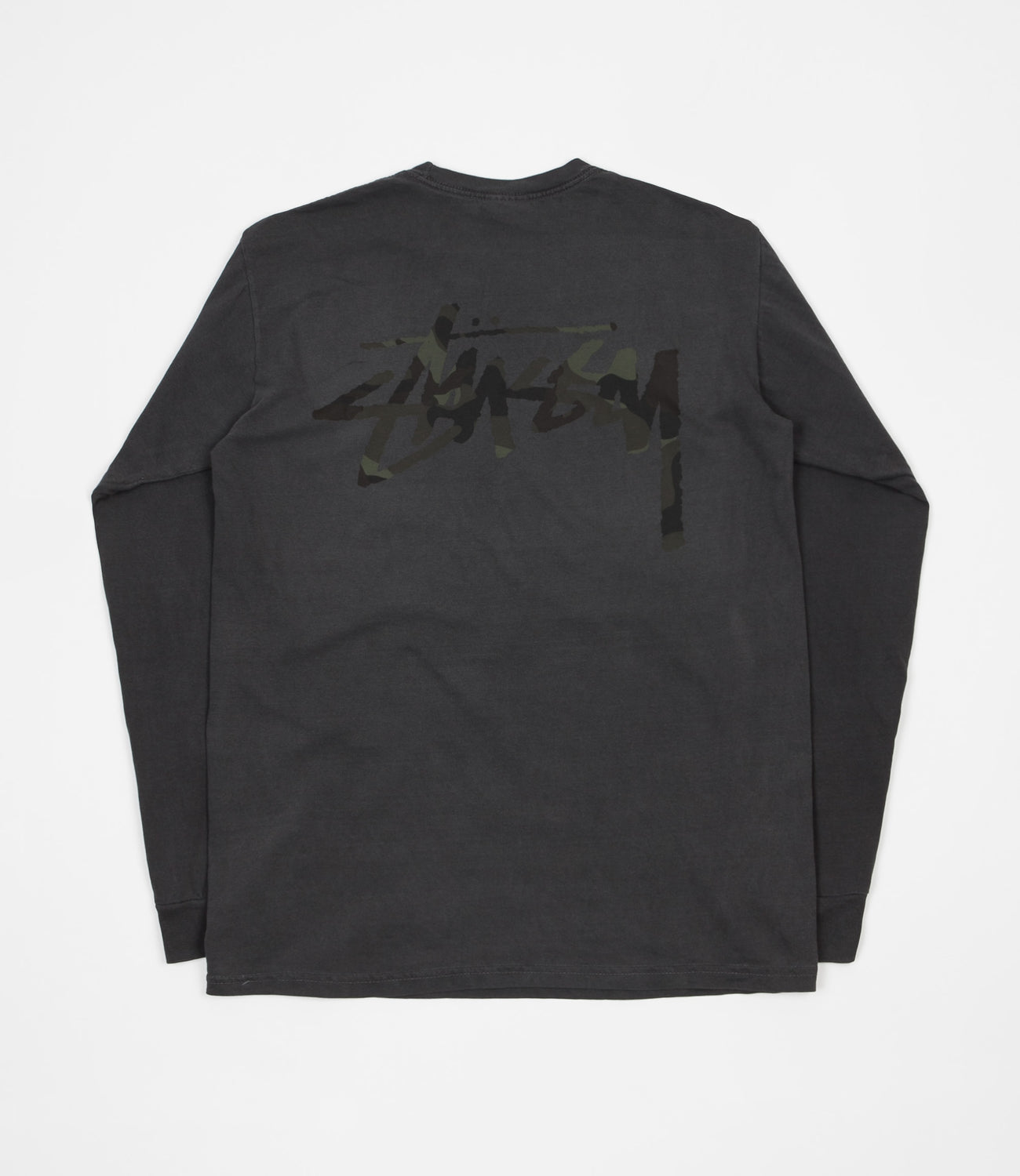 Stussy Camo Stock Pigment Dyed Long Sleeve Pocket T-Shirt - Black