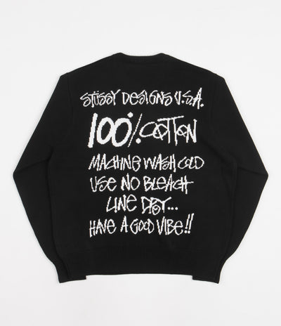 Stussy Care Label Crewneck Sweatshirt - Black