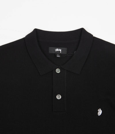 Stussy Classic Short Sleeve Polo Sweatshirt - Black