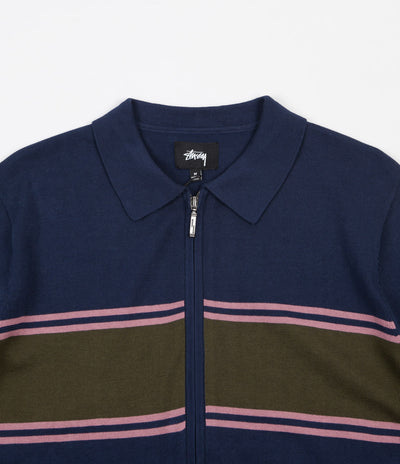 Stussy Cody Stripe Polo Sweatshirt - Navy