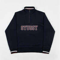 Stussy Contrast Rib Mock Neck Sweatshirt - Navy thumbnail