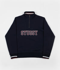 Stussy Contrast Rib Mock Neck Sweatshirt - Navy