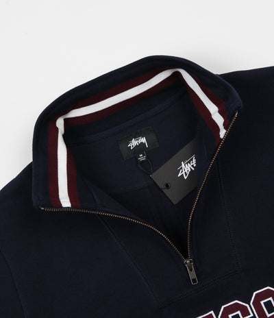 Stussy Contrast Rib Mock Neck Sweatshirt - Navy