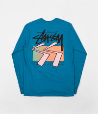 Stussy Cube Long Sleeve T-Shirt - Ocean