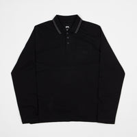 Stussy Dillon Long Sleeve Polo Shirt - Black thumbnail