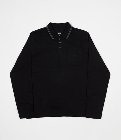 Stussy Dillon Long Sleeve Polo Shirt - Black