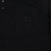 Stussy Dillon Long Sleeve Polo Shirt - Black thumbnail