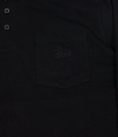 Stussy Dillon Long Sleeve Polo Shirt - Black