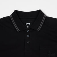 Stussy Dillon Long Sleeve Polo Shirt - Black thumbnail