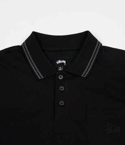 Stussy Dillon Long Sleeve Polo Shirt - Black