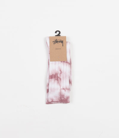 Stussy Dyed Ribbed Crew Socks - Berry