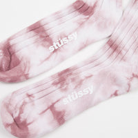 Stussy Dyed Ribbed Crew Socks - Berry thumbnail