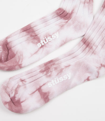 Stussy Dyed Ribbed Crew Socks - Berry