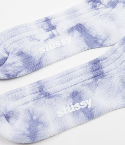 Stussy Dyed Ribbed Crew Socks - Blue