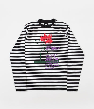 Stussy Flower Stripe Long Sleeve T-Shirt - Black