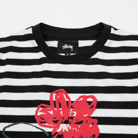 Stussy Flower Stripe Long Sleeve T-Shirt - Black thumbnail