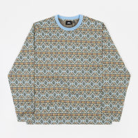 Stussy Giza Crewneck Long Sleeve T-Shirt - Blue thumbnail