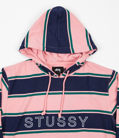 Stussy Heavy Jersey Striped Hoodie - Peach