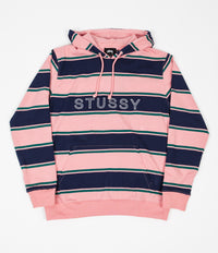 Stussy Heavy Jersey Striped Hoodie - Peach