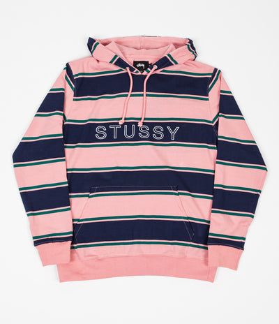 Stussy Heavy Jersey Striped Hoodie - Peach