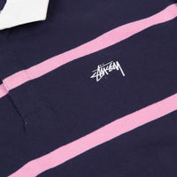 Stussy Hill Stripe Long Sleeve Rugby Shirt - Navy thumbnail