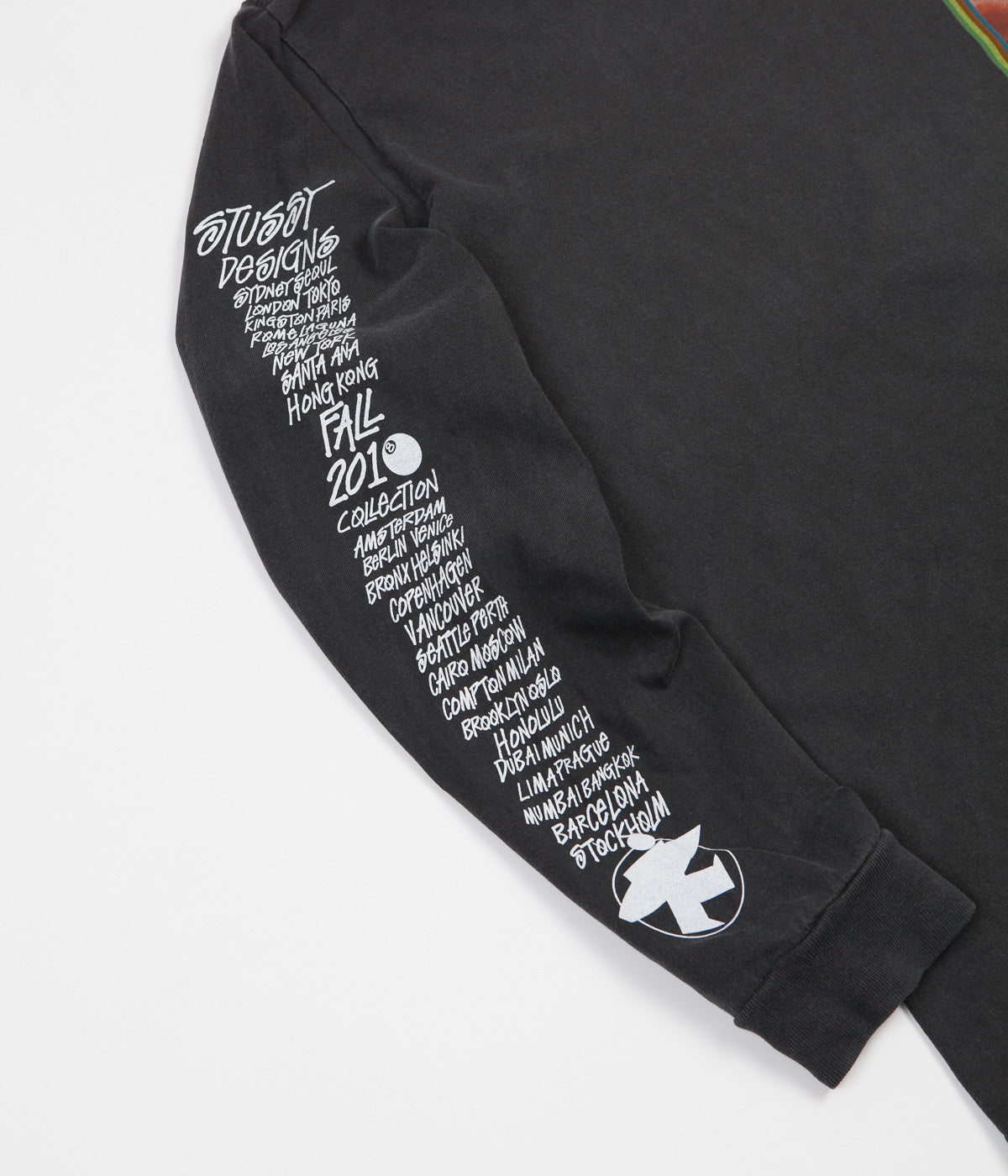 Stussy Inferno Pigment Dyed Long Sleeve T-Shirt - Black | Flatspot