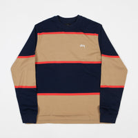 Stussy Jeromy Stripe Long Sleeve T-Shirt - Navy thumbnail