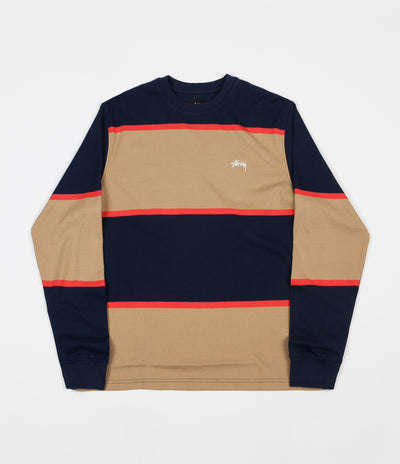 Stussy Jeromy Stripe Long Sleeve T-Shirt - Navy