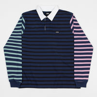 Stussy Jonah Stripe Long Sleeve Rugby Shirt - Navy thumbnail