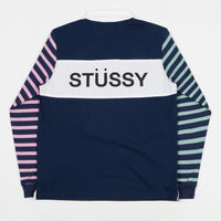 Stussy Jonah Stripe Long Sleeve Rugby Shirt - Navy thumbnail