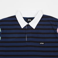 Stussy Jonah Stripe Long Sleeve Rugby Shirt - Navy thumbnail