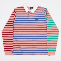 Stussy Jonah Stripe Long Sleeve Rugby Shirt - Pink thumbnail