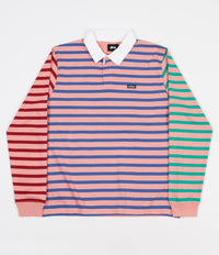 Stussy Jonah Stripe Long Sleeve Rugby Shirt - Pink