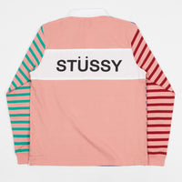 Stussy Jonah Stripe Long Sleeve Rugby Shirt - Pink thumbnail